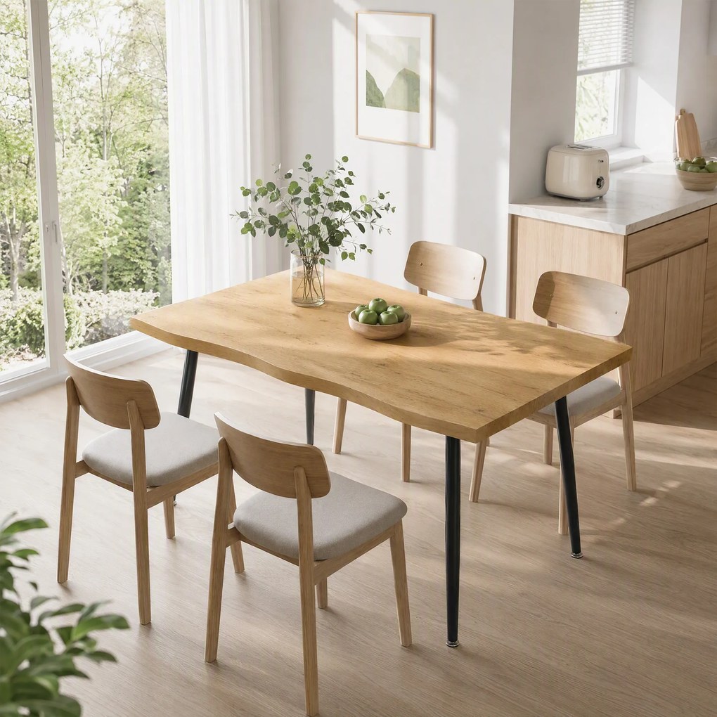 HOMCOM Masă de dining dreptunghiulară pentru 4 persoane, 110x70 cm, stejar/negru | Aosom Romania