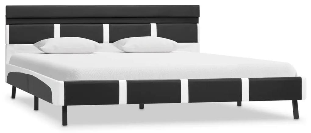 280309 vidaXL Cadru de pat cu LED, gri, 140 x 200 cm, piele artificială