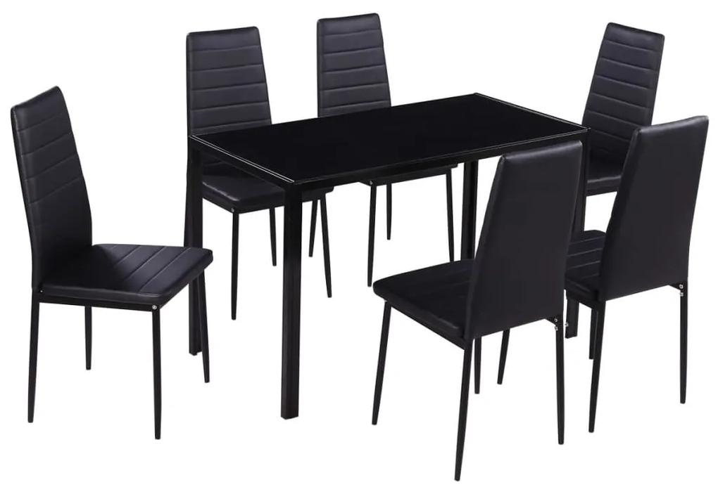 242987 vidaXL Set masă și scaune de bucătărie 7 piese, negru