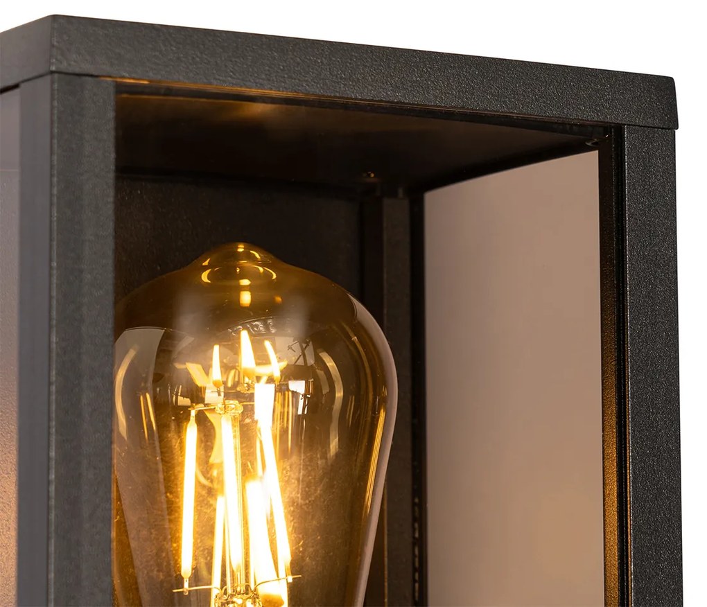 Lampă de perete exterioară neagră cu sticlă fumurie 26 cm IP44 - Charlois