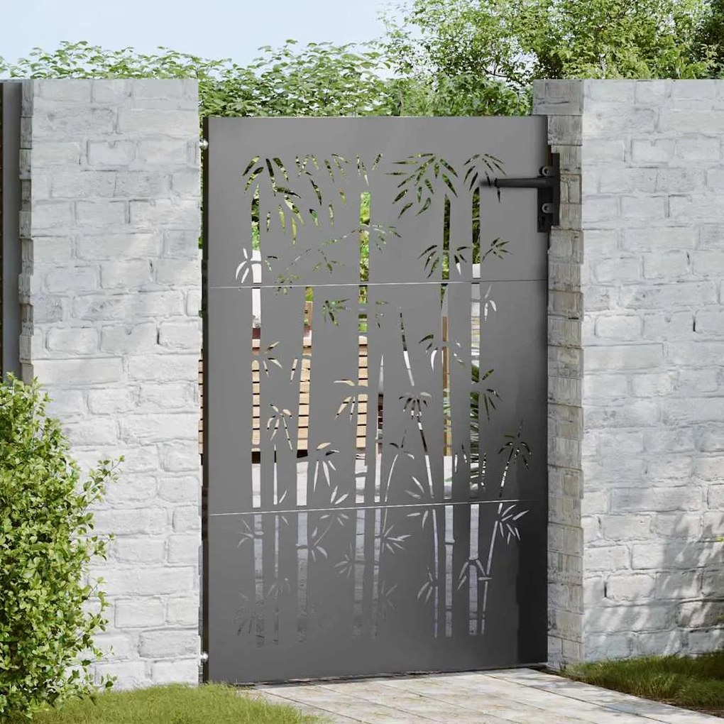 vidaXL Poartă de grădină Negru 105 x 125 cm Oțel vopsit în pulbere