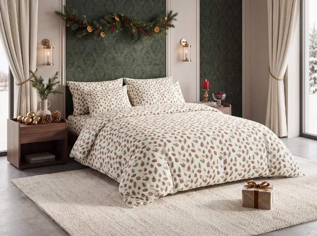 Lenjerie de pat din bumbac PINE CONES colorata Dimensiune lenjerie de pat: 2 buc 70 x 90 cm | 200 x 220 cm