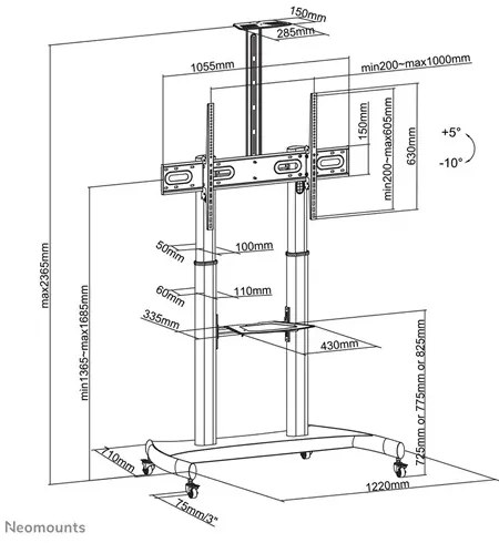Stand podea mobil NM 60"-100" 100kg ng