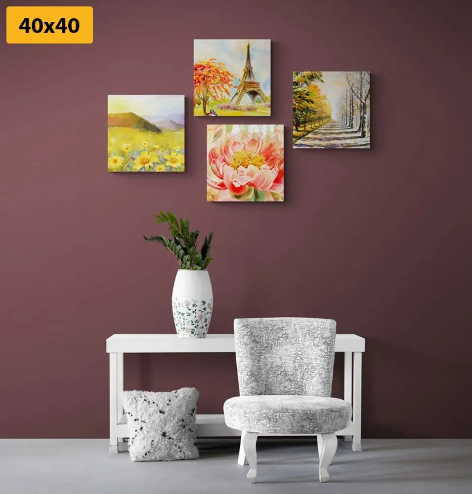 Set tablouri pictură în ulei în design romantic