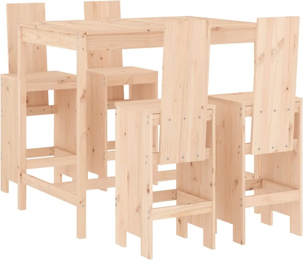 vidaXL Set mobilier de bar pentru grădină, 5 piese, lemn masiv de pin