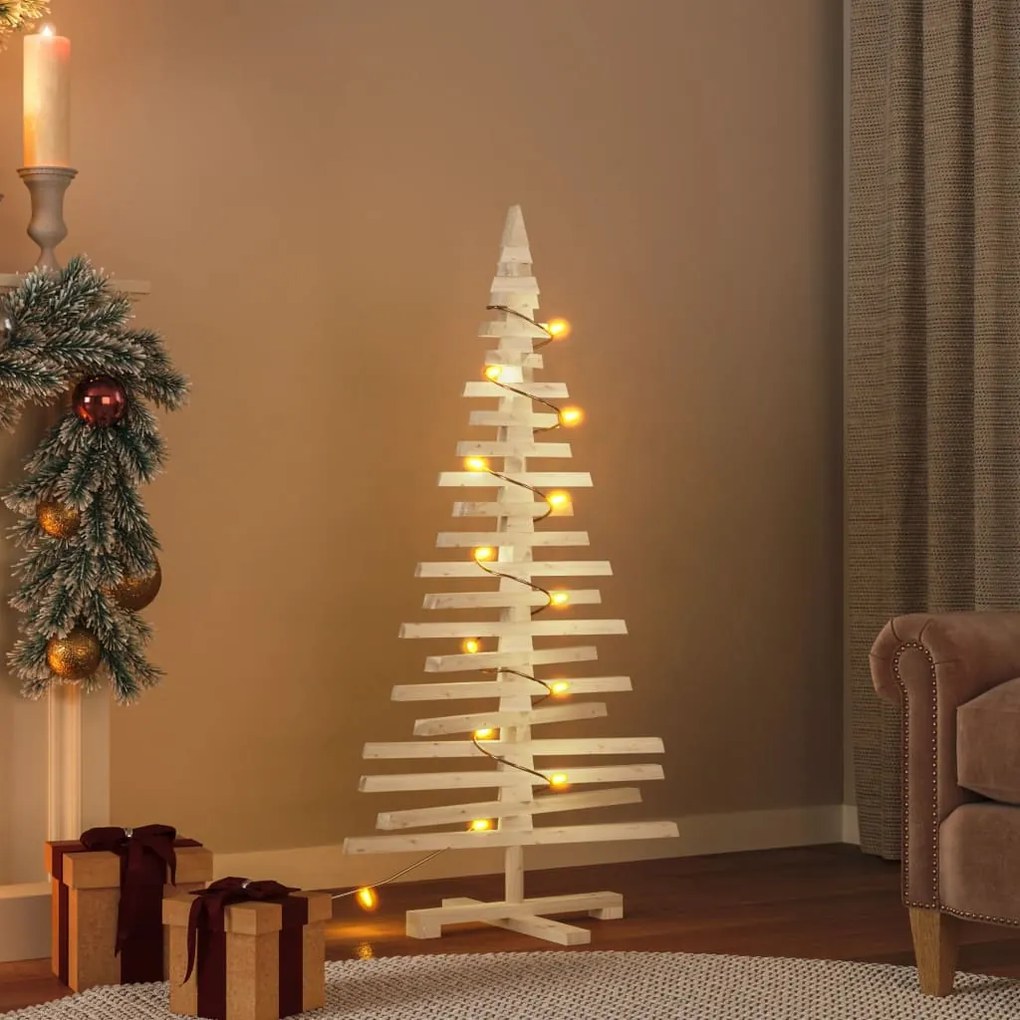 Brad de Craciun din lemn decorativ, 120 cm, lemn de pin masiv