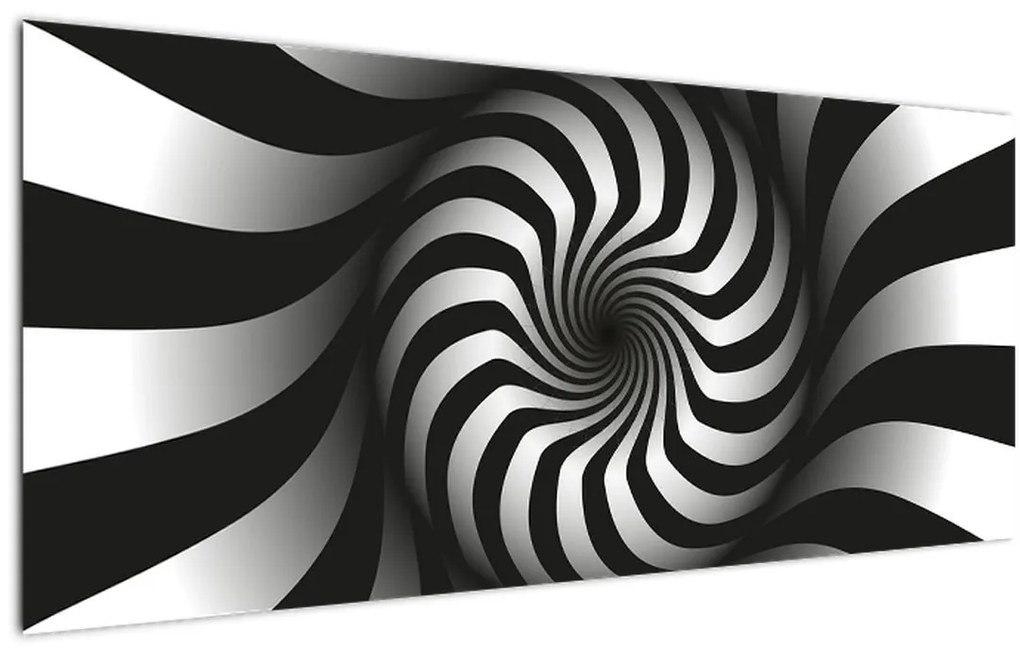 Tablou abstract cu spirala alb neagră (120x50 cm)