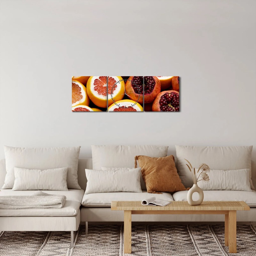 Tablou cu portocală și (cu ceas) (90x30 cm)
