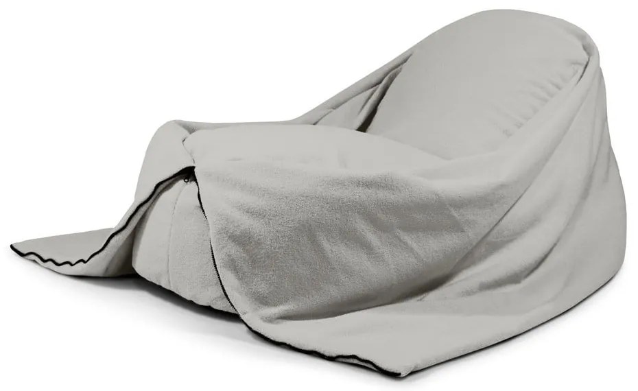 Fotoliu puf pentru copii gri deschis cu tapițerie din țesătură bouclé Cocoon 120 – SLOWDOWN