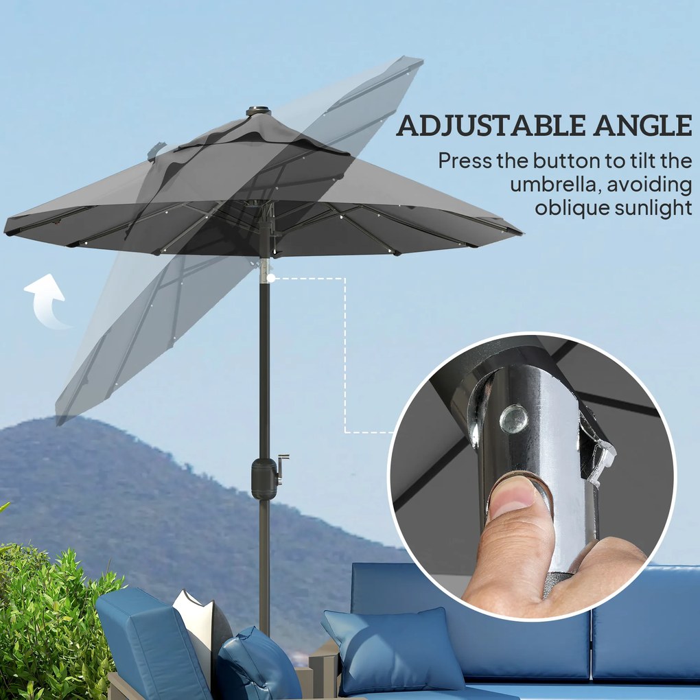 Outsunny Umbrelă de Terasă cu Două Fețe, Bază în Cruce, Sistem de Înclinare și Manivelă | Aosom Romania