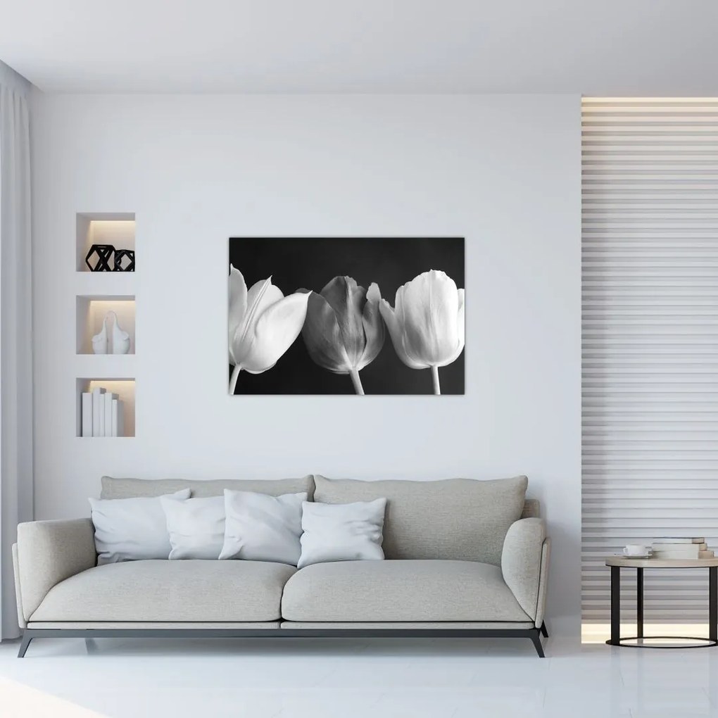 Tablou - Lalele alb negre (90x60 cm)