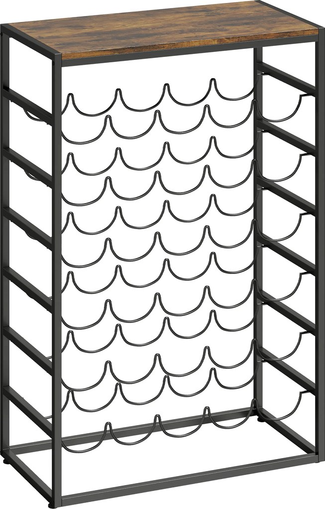 HOMCOM Suport pentru 30 sticle, raft pentru vin cu 6 niveluri, stil industrial, 59x30x88,5cm, maro rustic | Aosom Romania