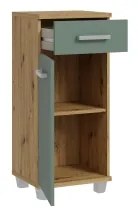 Dulap de baie VENOM verde/stejar artisan