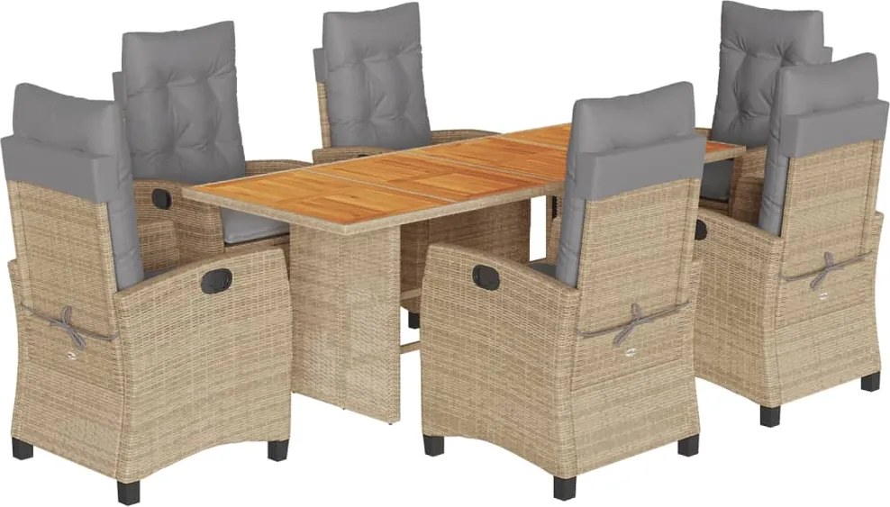 vidaXL Set mobilier pentru grădină, 7 piese, cu perne, bej, poliratan