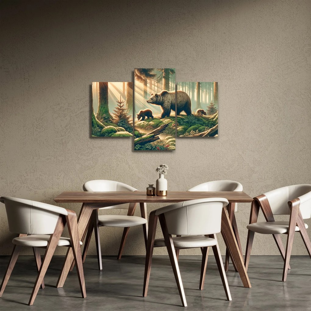 Tablou - Urși în pădure (90x60 cm)