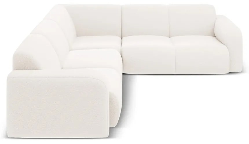 Colțar alb cu tapițerie din țesătură bouclé (cu colț variabil/în formă de ”L”) Molino – Micadoni Home