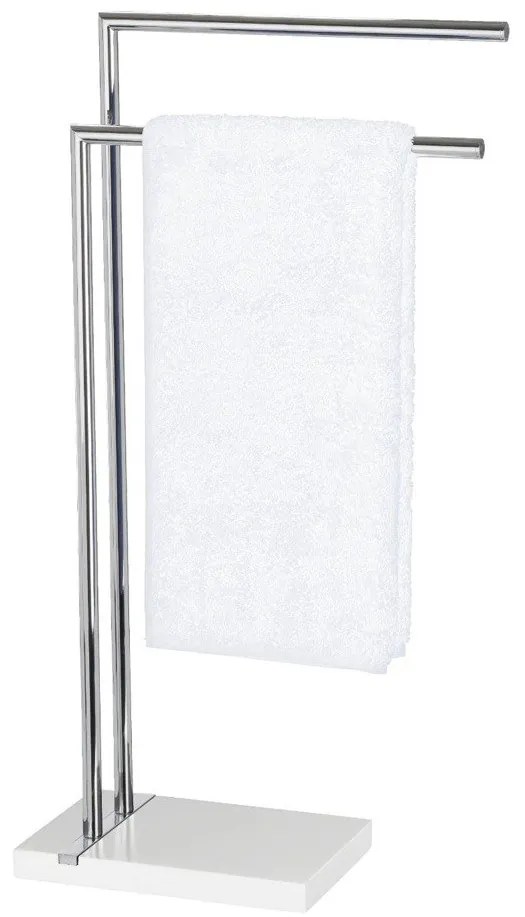 Suport pentru prosoape NOBLE WHITE - cu 2 brațe, cromat, WENKO, alb