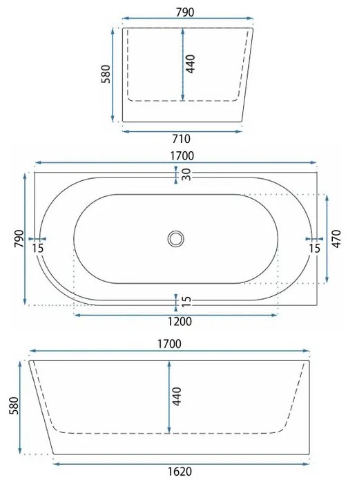 Cada de colt acrilica Bellanto Slim 170 Dreapta