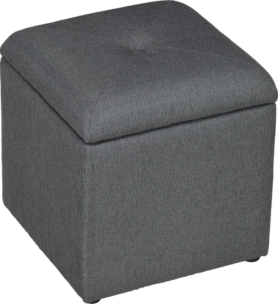 HOMCOM Bancă cu Spațiu de Depozitare Tip Ottoman, Tapițată cu Țesătură Respirabilă, 39x39x39 cm, Gri | Aosom Romania