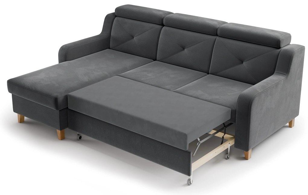 Colțar extensibil Laksaro pe stânga - catifea gri Jasmine 96