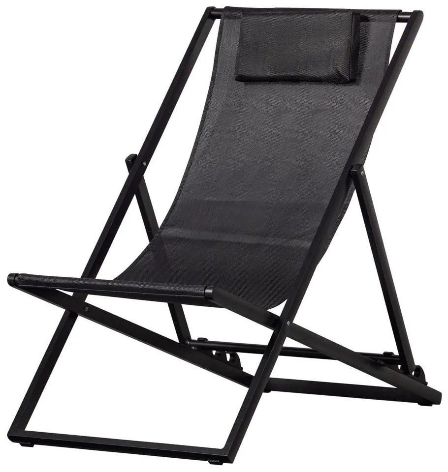 Șezlong de grădină negru din metal pliabil Esper – Exotan