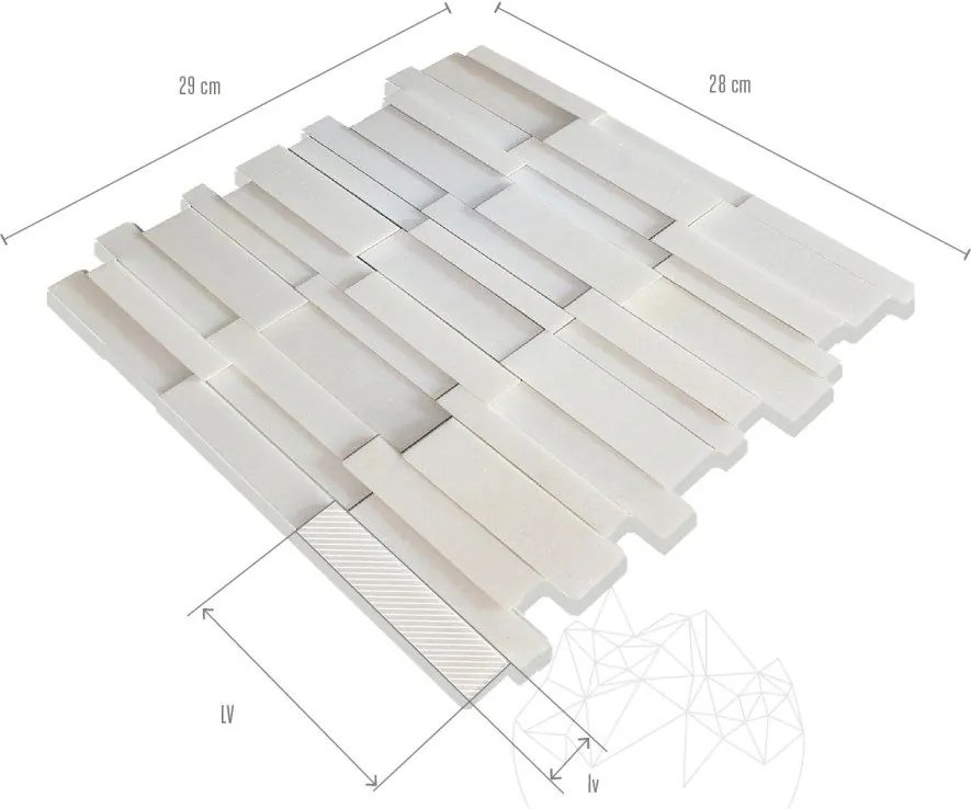 Mozaic Marmura Thassos 3D Lines Polisata Produs Comanda Speciala