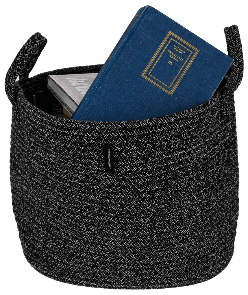 TEMPO-KONDELA TIAGON, coş tricotat, negru, 30x26 cm
