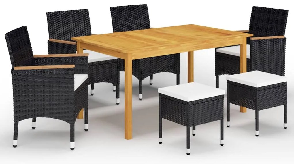vidaXL Set mobilier de grădină, 7 piese, negru