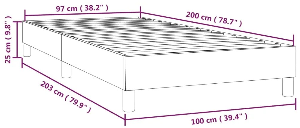 Cadru de pat box spring, alb, 100x200 cm, piele ecologica Alb, 25 cm, 100 x 200 cm