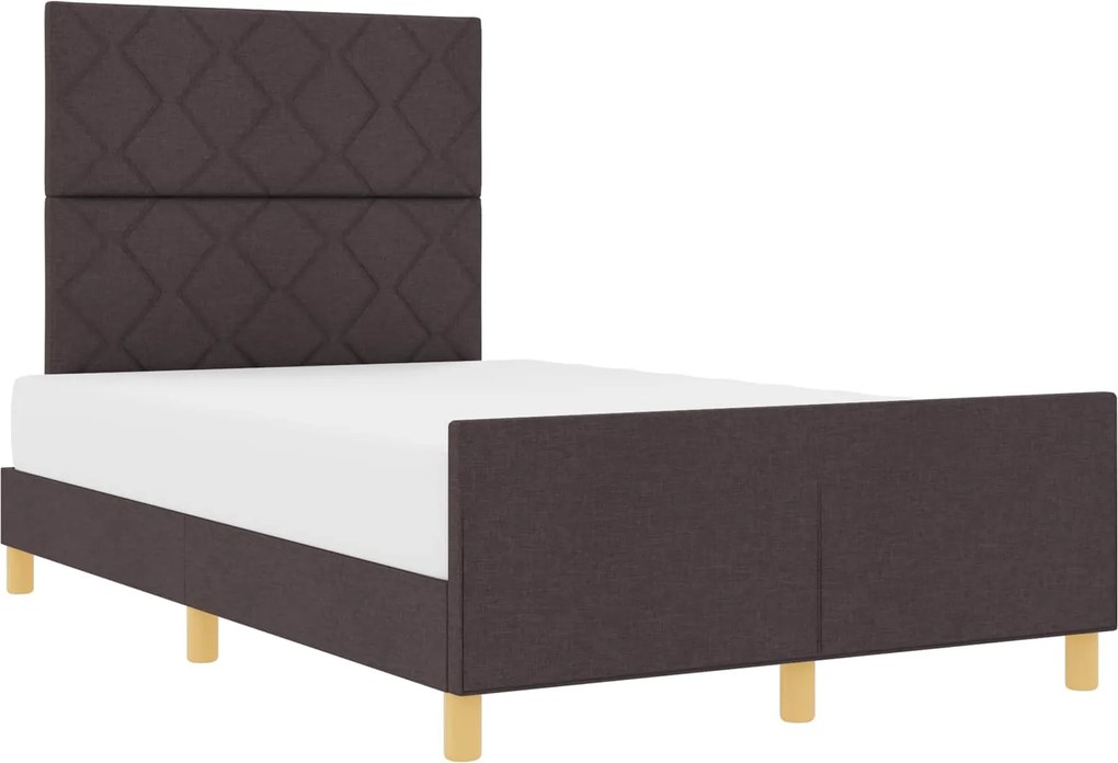 vidaXL Cadru de pat cu headboard Maro închis 120 x 200 cm țesătură