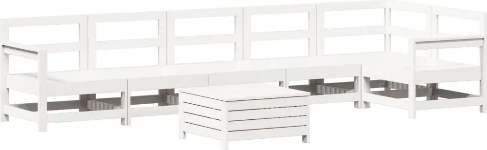 vidaXL Set canapea de grădină, 7 piese, alb, lemn masiv de pin