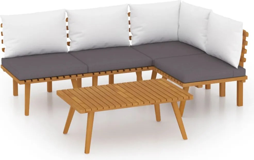 vidaXL Set mobilier de grădină cu perne, 5 piese, lemn masiv acacia