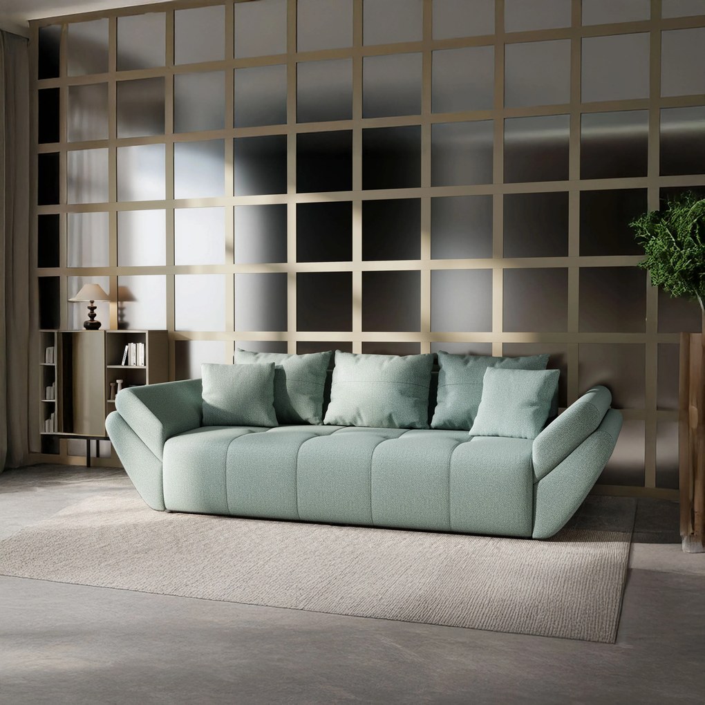Canapea extensibilă dumonde cu ladă de depozitare si sezut confortabil din spuma high-density, Berlin Enjoy Mint 250x100 cm