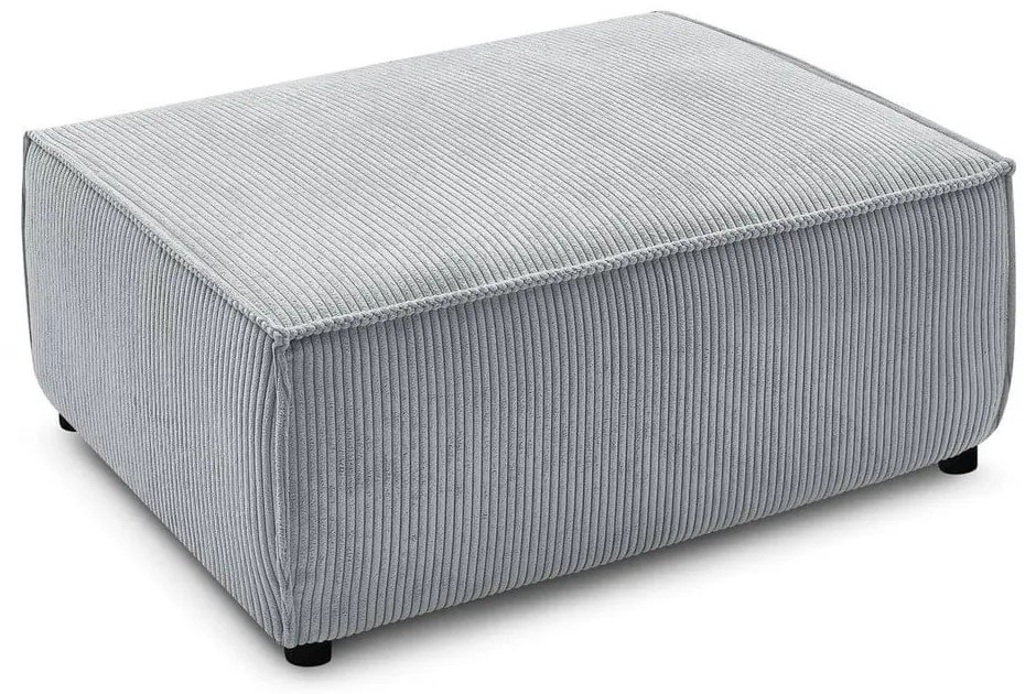 Taburet gri deschis cu tapițerie din catifea reiată Nihad – Bobochic Paris