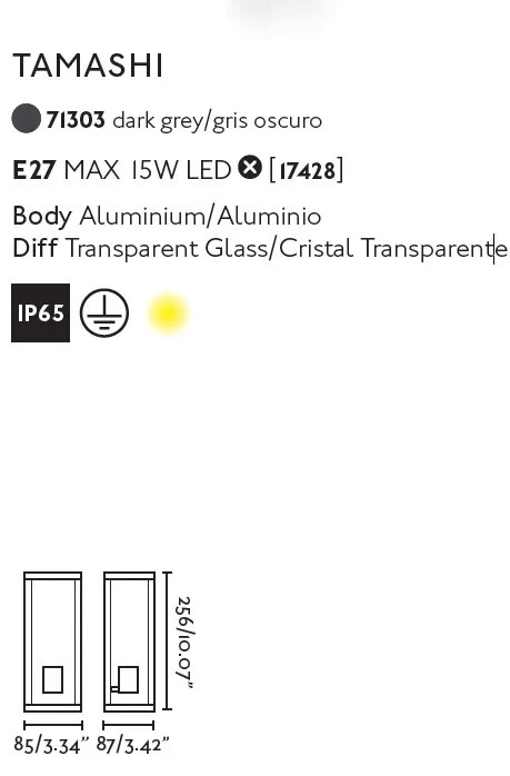 Aplica de perete pentru exterior stil clasic IP65 TAMASHI