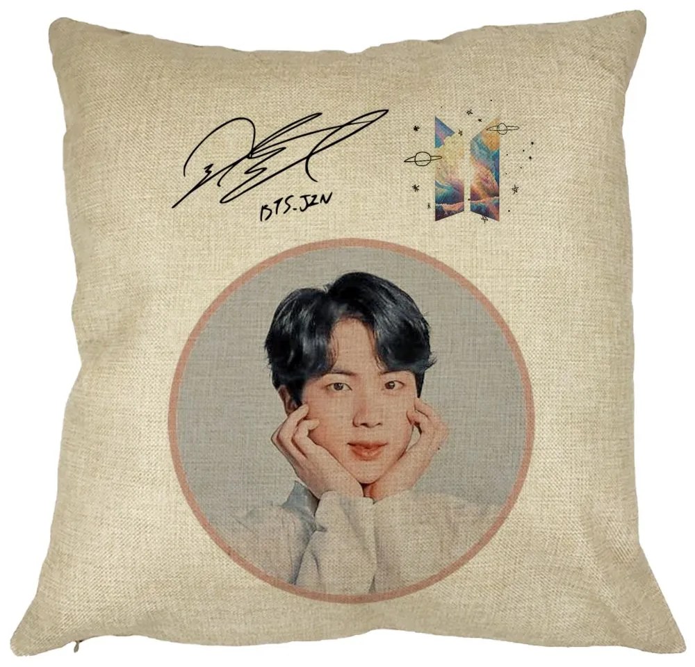 Perna Decorativa BTS Suga, 40x40 cm, Husa Detasabila, Burduf