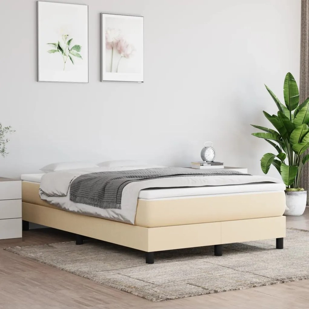 3120505 vidaXL Cadru de pat box spring, crem, 120x200 cm, textil