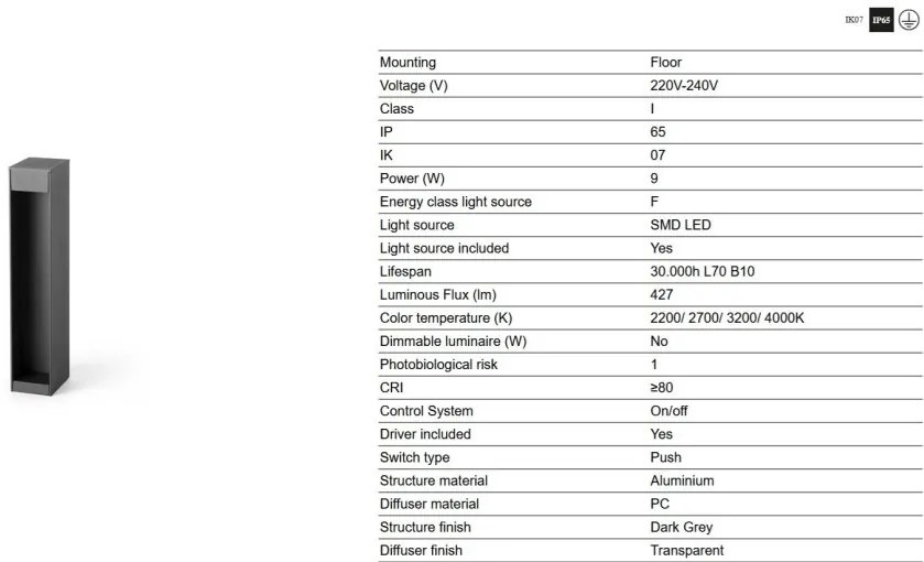 Stalp LED iluminat exterior IP65 CERLER H-35cm gri