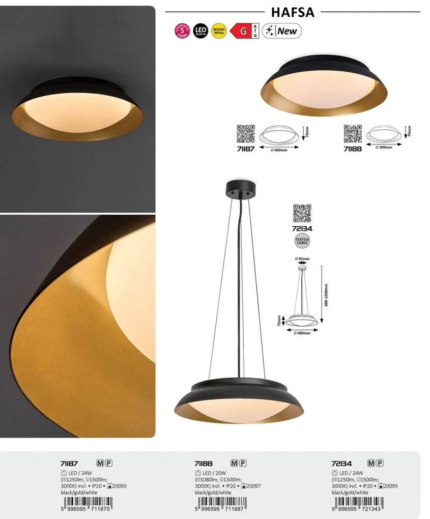 Lustra LED suspendata moderna Hafsa 40cm