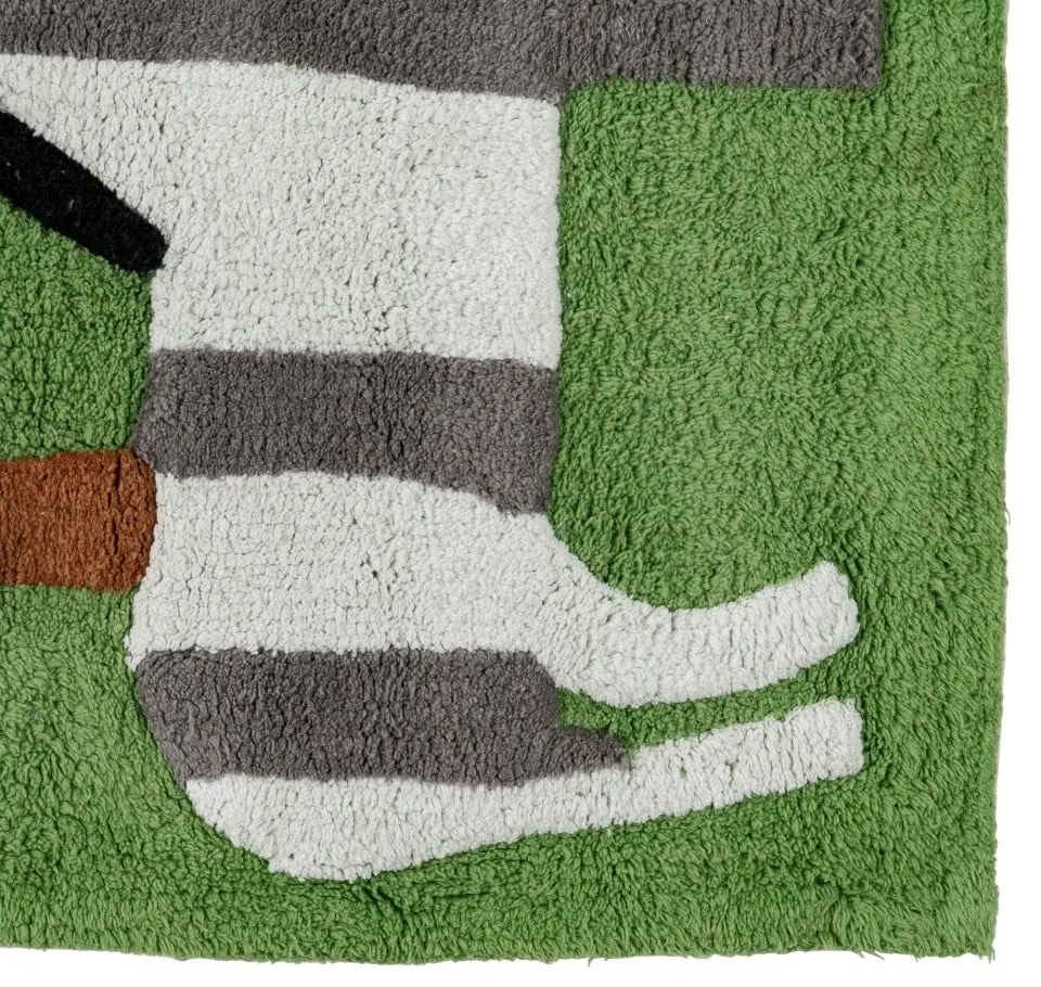 Covor tip traversă verde lavabil din bumbac 90x175 cm Animals – Ixia