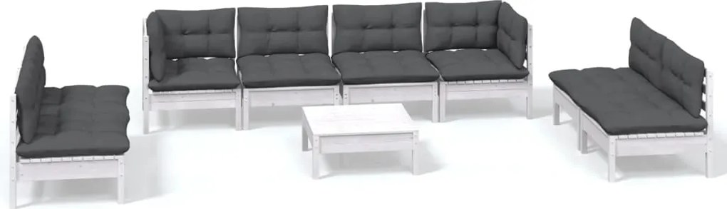 vidaXL Set mobilier de grădină cu perne, 9 piese, lemn masiv de pin
