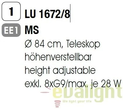 Lustra suspendata inaltime reglabila Carla LU 1672/8 MS OR
