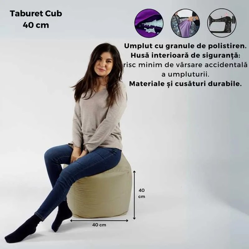 Taburet Cub, Material impermeabil - Blue Royal