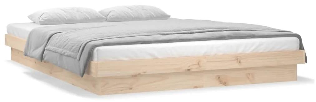 Cadru de pat cu LED, 140x200 cm, lemn masiv Maro, 140 x 200 cm