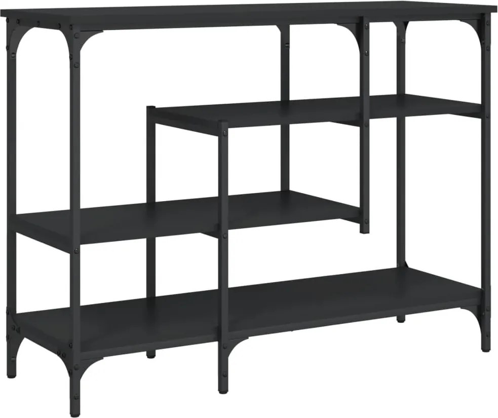 vidaXL Măsuță consolă cu rafturi, negru, 100x35x75 cm