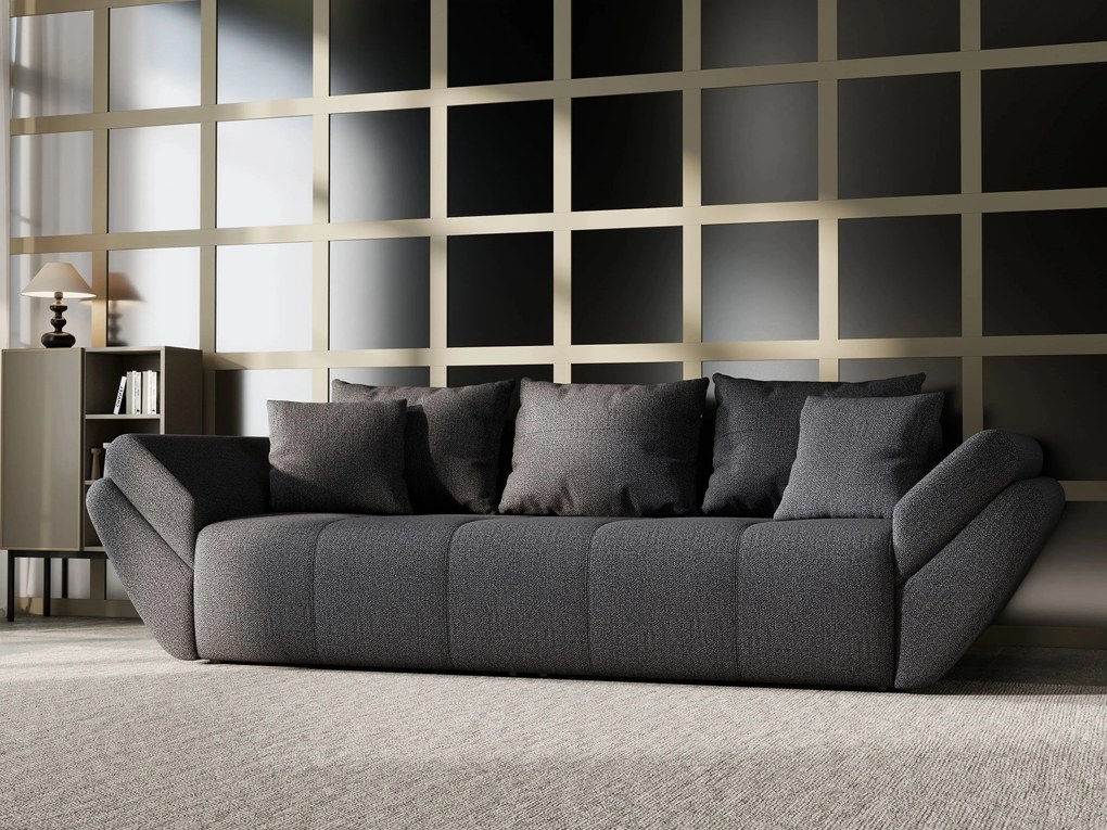 Canapea extensibilă dumonde cu ladă de depozitare si sezut confortabil din spuma high-density, Berlin Enjoy Graphite 250x100 cm