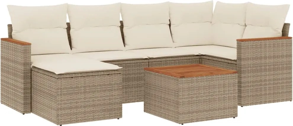 vidaXL Set canapele de grădină, 7 piese, cu perne, bej, poliratan