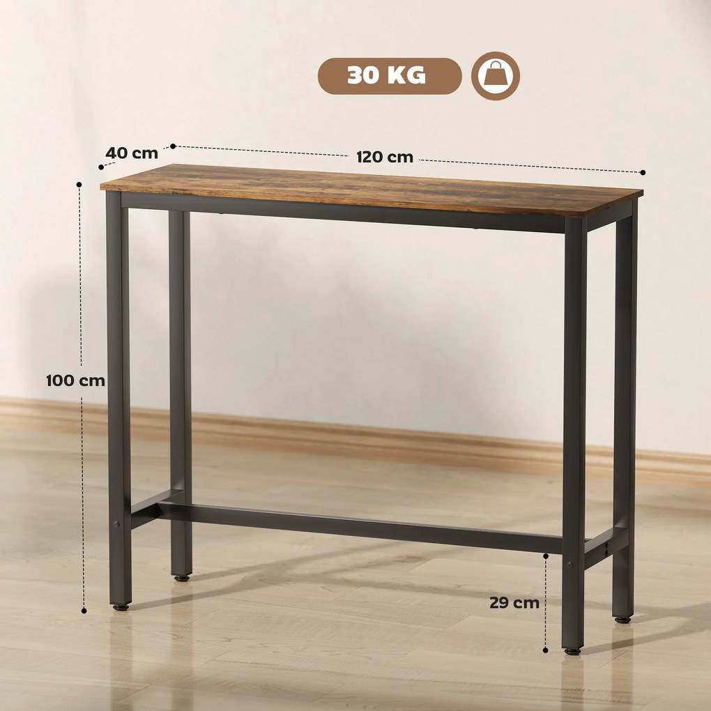 HOMCOM Masă Bar Rectangulară Înaltă, Masă de Bucătărie Înalta cu Structură din Oțel, Negru | Aosom Romania