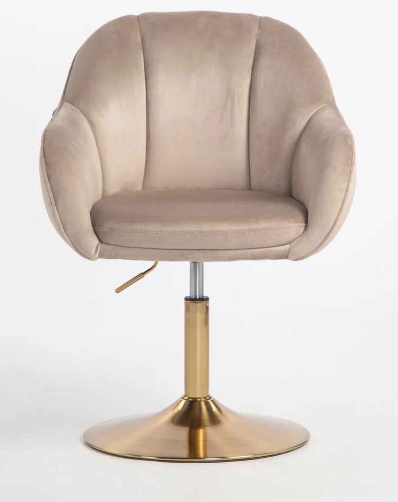 HR2055N Scaun Latte din Catifea cu Bază Aurie