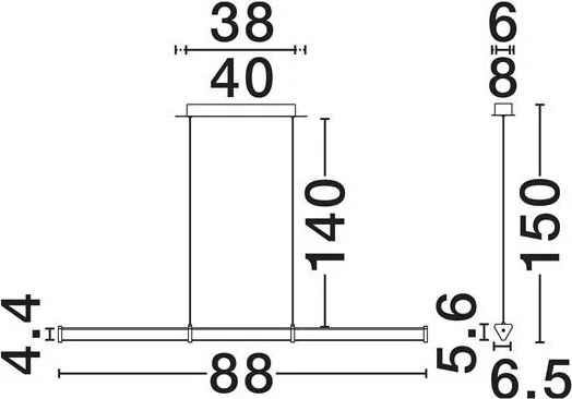 Lustra LED 3000K suspendata design liniar PHEME auriu periat